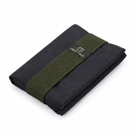 LIGHT FOLD Wallet Black with army green elastic strap