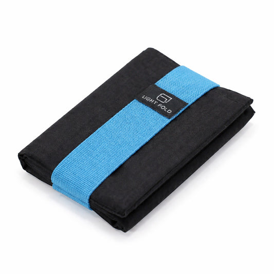 LIGHT FOLD Wallet Black with blue elastic strap