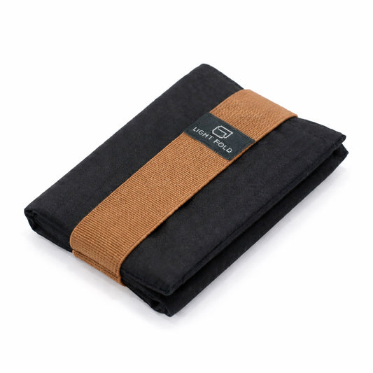 LIGHT FOLD Wallet Black with brown elastic strap