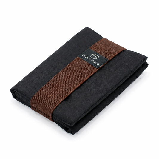 LIGHT FOLD Wallet Black with coffee elastic strap