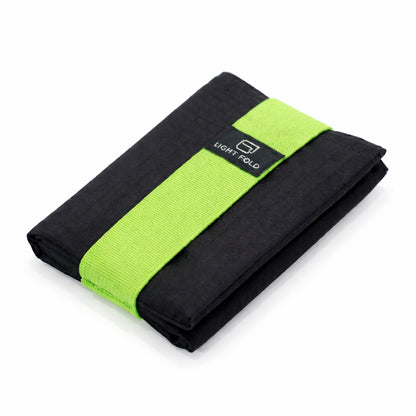 LIGHT FOLD Wallet Black with green elastic strap