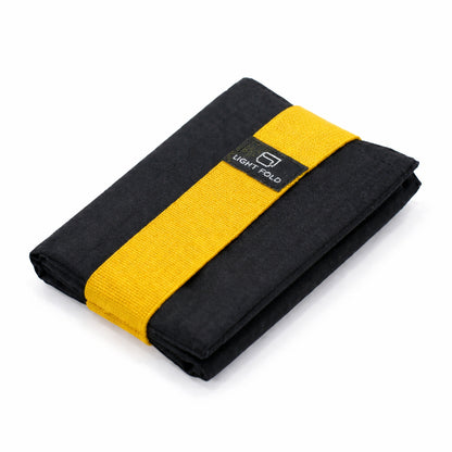 LIGHT FOLD Wallet Black with yellow elastic strap