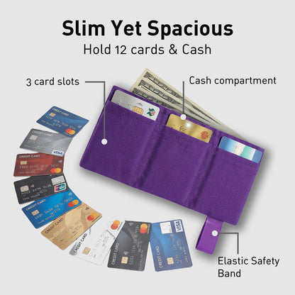 LIGHT FOLD Purple cardholder is slim yet spacious, hold up to 12 cards and cash