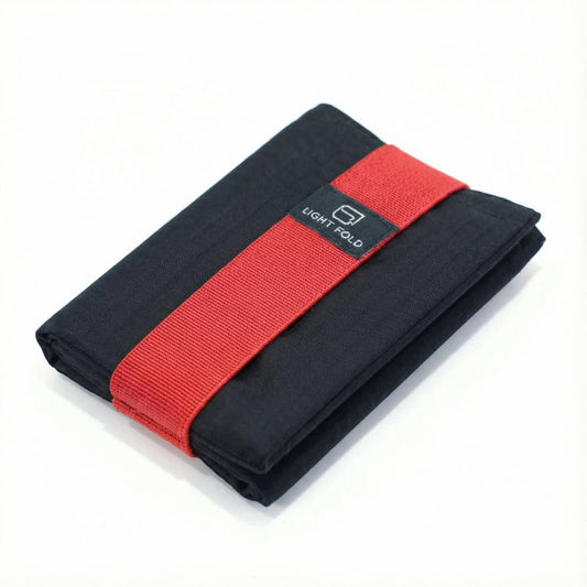 LIGHT FOLD Wallet Black with red elastic strap